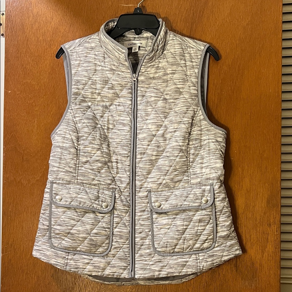 Christopher & Banks Light Gray Quilted Vest